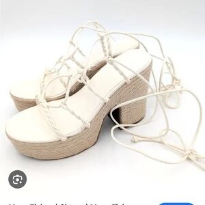 Marc Fisher Cream Lace-Up Espadrilles